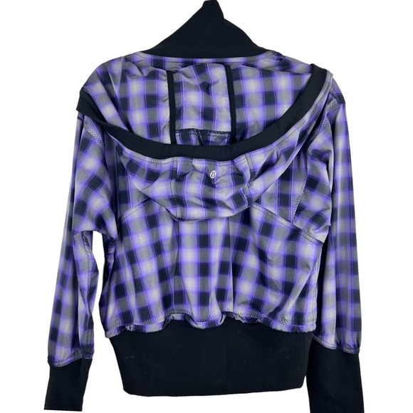 Lululemon Run Reflection Plaid Pullover Oversized Purple cropped Jacket size 6 - Picture 10 of 16